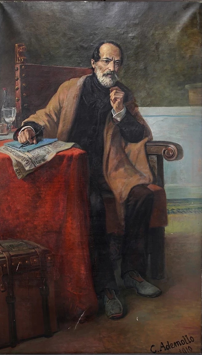 Mazzini nell'atto di scrivere il suo ultimo articolo